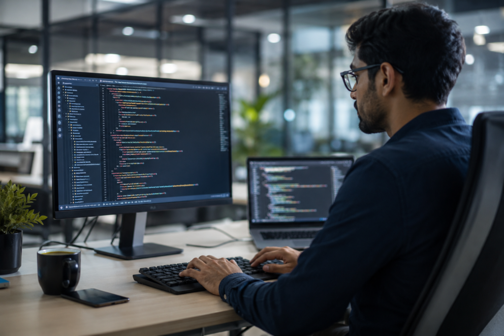 website developer doing coding.